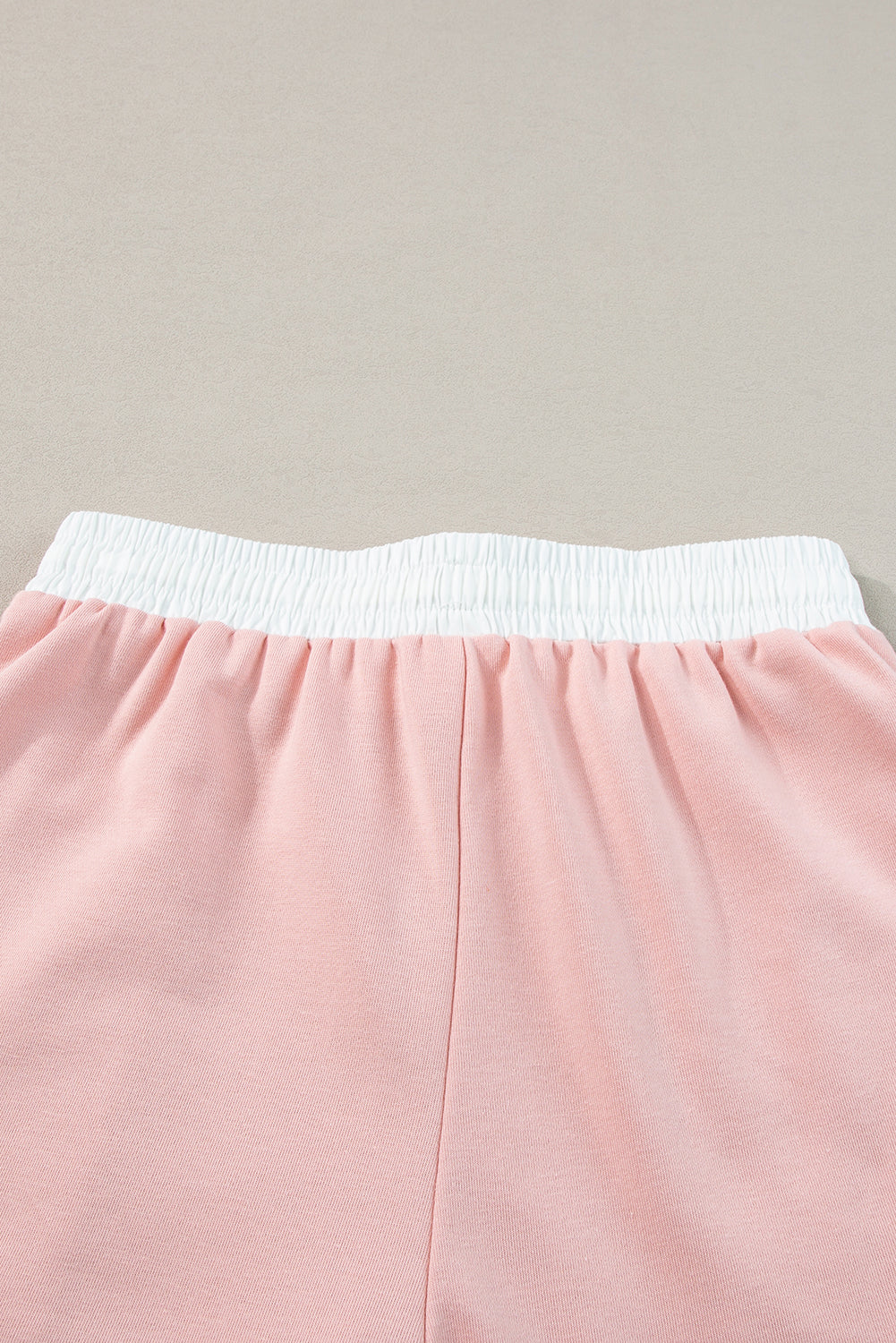 Light Pink Contrast Trim Ruffled Top and Drawstring Shorts Set