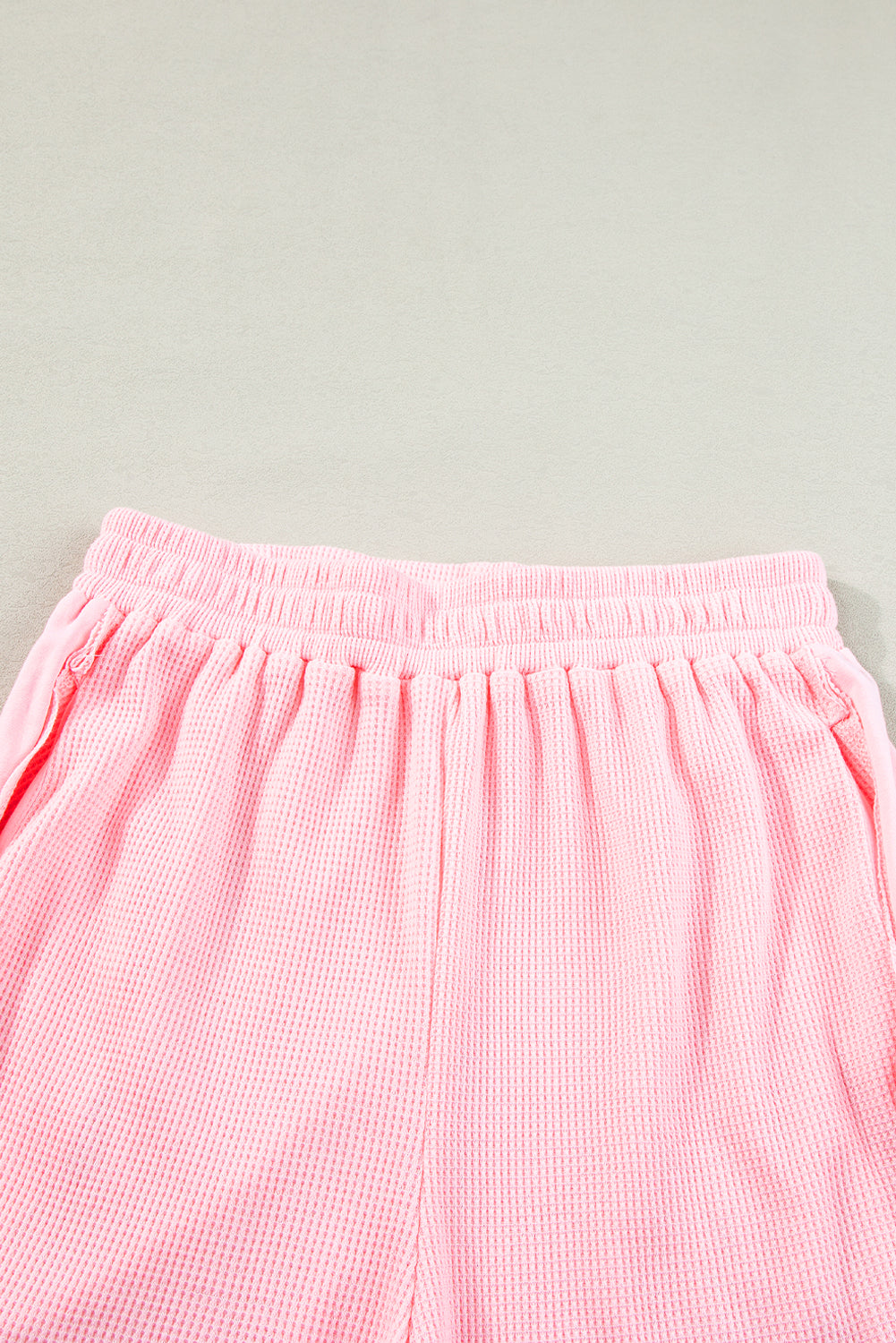 Light Pink Waffle Knit Oversize Tee and Shorts Set